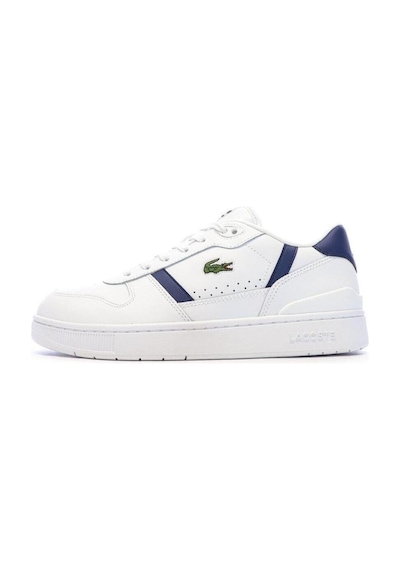 Lacoste T-clip Leather Mens Sneaker Hakiki Deri Günlük Spor Ayakkabı Beyaz Mavi Beyaz