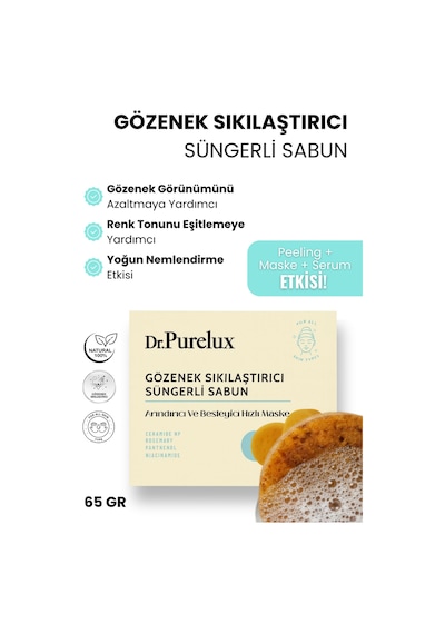Gözenek Sıkılaştırıcı, Besleyici Hızlı Maske Makyaj Temizleme Süngerli Sabun Kabak Lifi - Lavanta