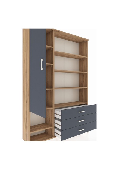 Arges Dolap 9 Raflı 3 Çekmeceli Tek Kapaklı 132x30x195 Çam-antrasit/antrasit Antrasıt/antrasıt Arges Dolap 9 Raflı 3 Çekmeceli Tek Kapaklı 132x30x195 Çam-antrasit/antrasit Antrasıt/antrasıt
