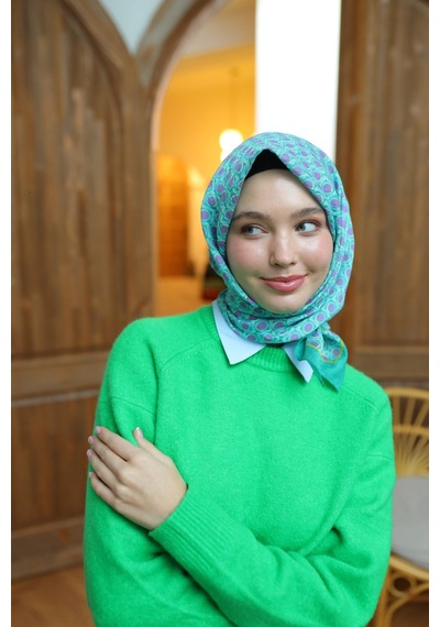Silk Home Olinda Eşarp 48005-28 Yeşil, Erguvan, Turkuaz, Sarı