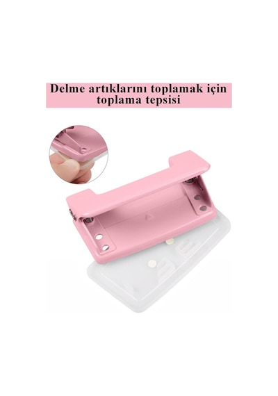 Açık Pembe Zımba Makinesi No:10 Ve Delgeç 1 Adet Küçük Zımba Makinası Ve Teli Kağıt Delgeci Perfaratör Büro Ofis Okul