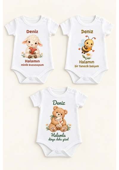 Babylimon İsme Özel 3 Lü Bebek Zıbın Seti Halamın Minik Sevgisi Kısa Kollu Beyaz %100 Pamuk Beyaz - 928512060 Beyaz Babylimon İsme Özel 3 Lü Bebek Zıbın Seti Halamın Minik Sevgisi Kısa Kollu Beyaz %100 Pamuk Beyaz - 928512060 Beyaz