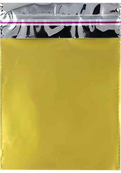 25x35 Cm Altın Renk Bantlı Lüks Metalize Hediyelik Poşet 50 Adet