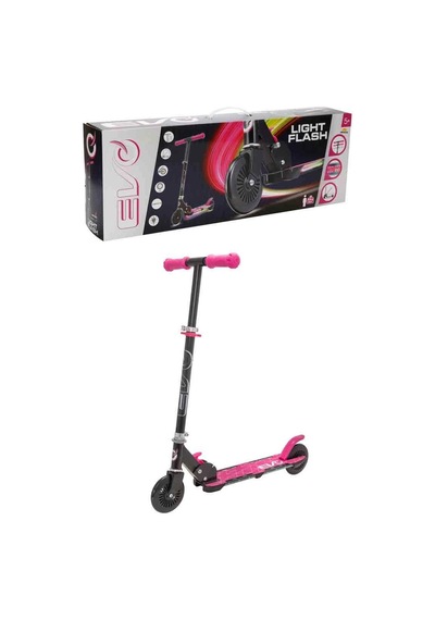 Evo Katlanabilir Işıklı Taban 2 Tekerlekli Pembe Çocuk Scooter - 50 Kg Taşımalı Flash Işıklı Açık Pembe