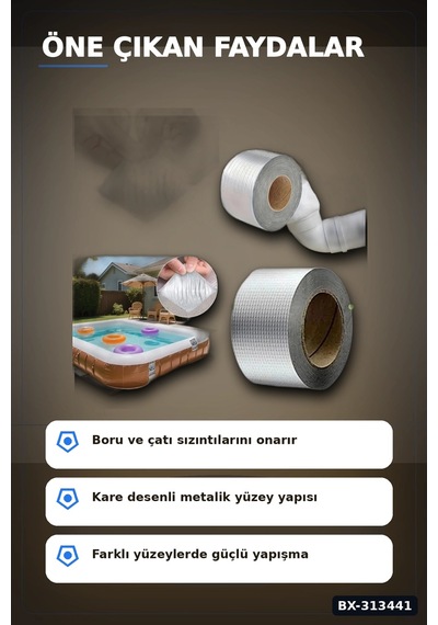 Kare Desenli Gümüş Metalik 10cmx5m Yapışkan Bant 5li Paket Çatı Duvar Boru Onarım Bx-313441 6997 Kare Desenli Gümüş Metalik 10cmx5m Yapışkan Bant 5li Paket Çatı Duvar Boru Onarım Bx-313441 6997