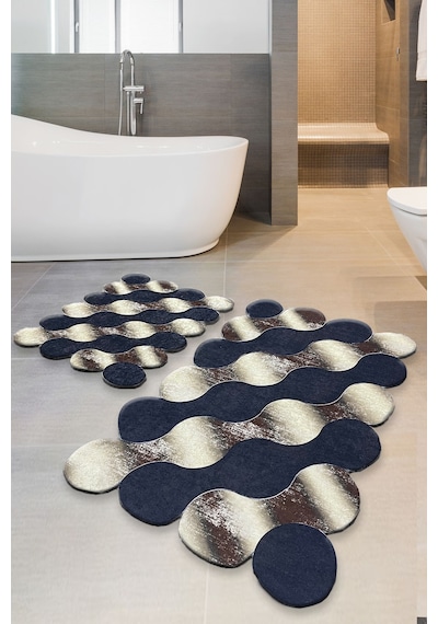 Circle Gold 2 Li Set Banyo Halısı Djt Yıkanabilir Kaymaz Taban  Paspas Klozet Takımı Çok Renkli