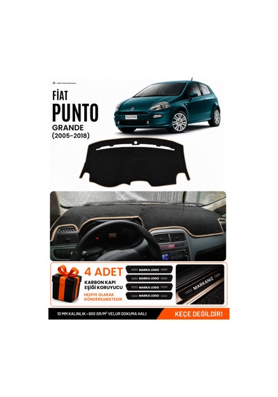 Fıat Punto Grande 2005-2018 Uyumlu Torpido Örtüsü, Torpido Kılıfı - Siyah-bej - Fı016