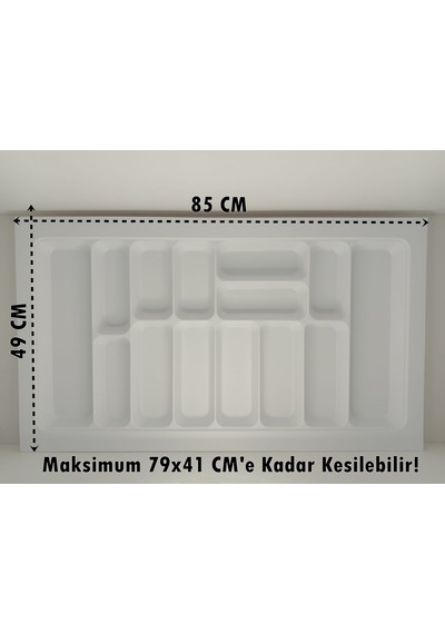 85x49 Cm. 14 Gözlü Beyaz Çekmece Içi Kaşıklık 79 41 Cm'e Kadar Kesilebilir - 86x49byz Beyaz