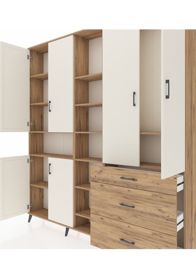 Arges Dolap 13 Raflı 3 Çekmeceli 6 Kapaklı 220x30x243 Çam-aytaşı/çam Aytası/atlas Çam Arges Dolap 13 Raflı 3 Çekmeceli 6 Kapaklı 220x30x243 Çam-aytaşı/çam Aytası/atlas Çam