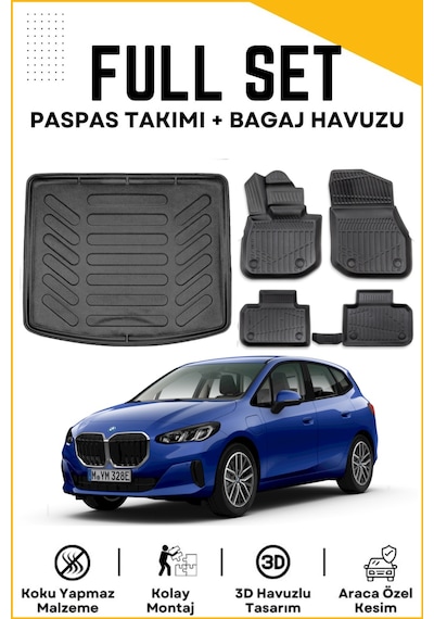 Bmw 2 Serisi Active Tourer U06 2021 Model Birebir Uyumlu Bagaj Havuzu+paspas Seti
