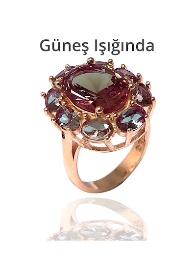 Elips Model Rose Zultanit Taşlı Gümüş Yüzük - 505613500