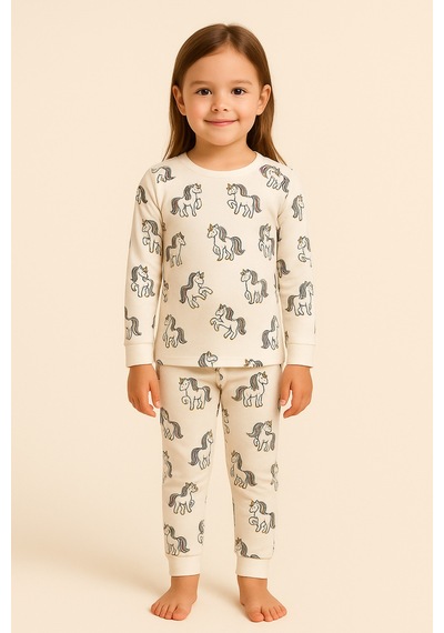 Katia&bony Kız Çocuk Unicorn Desenli Pijama Takımı Desenli