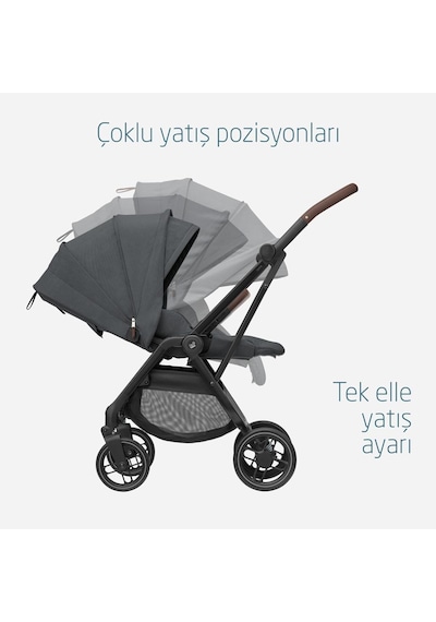 Maxi-Cosi Leona2-Cabriofix I-Size Tek Elle Katlanabilen Ultra Kompakt Çift Yönlü Seyahat Sistem Bebek Arabası Graphite