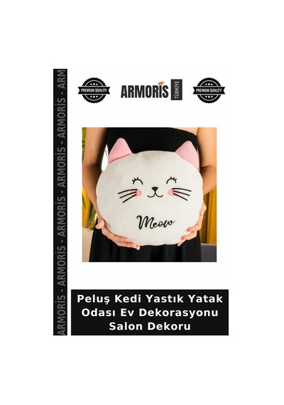 Peluş Kedi Yastık Yatak Odası Ev Dekorasyonu Salon Dekoru Çok Renkli