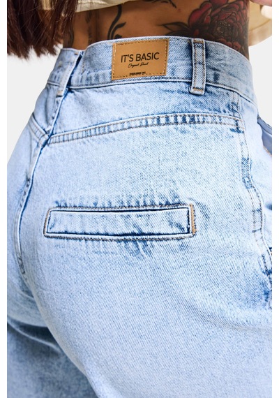 it's basic Kadın Ice 4s6-3 Skater Fit Bermuda Denim Şort Ice Rengi