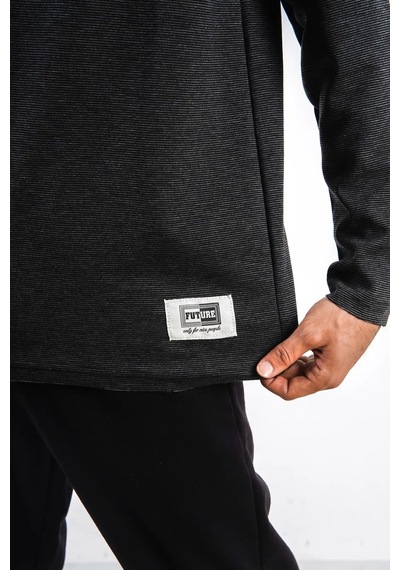 Erkek İnce Uzun Kollu Oversize Sweat-antrasit Anrasit