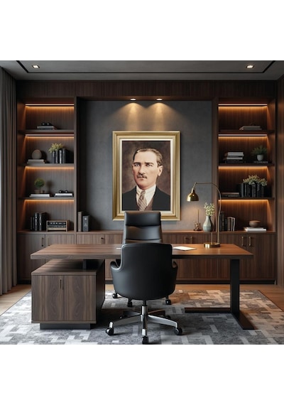 Çerçeveli Deri Atatürk Tablosu 7 Çerçeveli Tablo 61x81 Cm