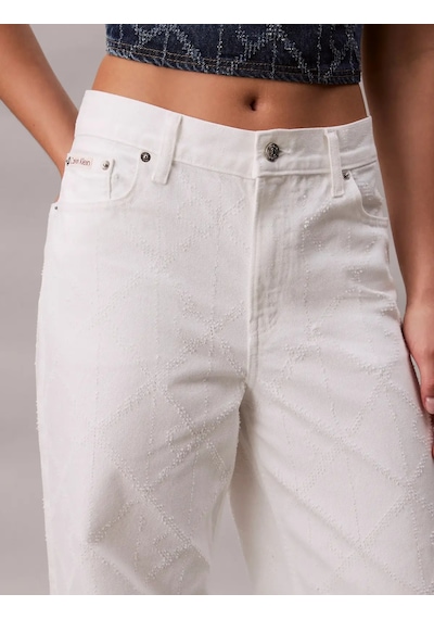 Calvin Klein Low Rıse Baggy Ck Ar Beyaz Kadın Baggy Pantolon