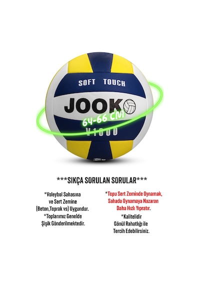 Semi-pro Voleybol Topu Lamineli Beton Zemin Softtouch İç-dış Mekana Uygun 8 Panel Sarı-mavi V1000 Mavi
