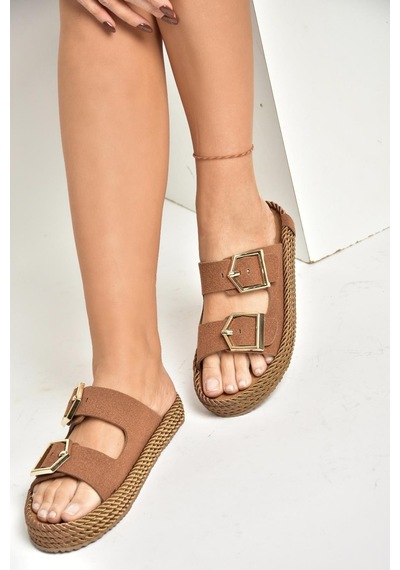 Fox Shoes U596030202 Taba Süet Kadın Terlik Taba