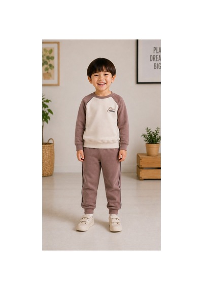 Minaminokids Erkek Çocuk 'be Original' Nakışlı İkili Takım Kahverengi