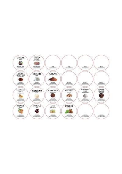 Renkli Kavanoz Etiket Seti - 114 Adet Baharat, Bakliyat, Ot Ve Kuruyemiş Etiketi - 5cm Folyo Sticker Siyah