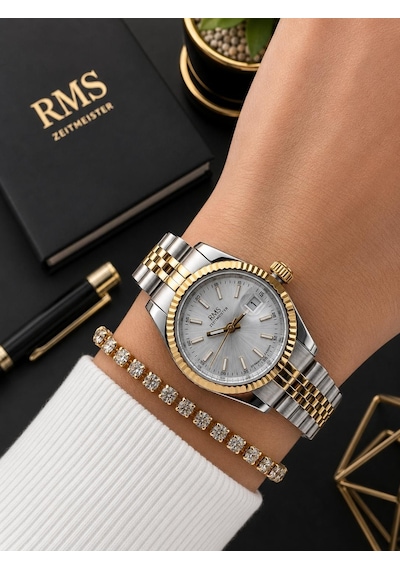Rms Romanson Vintage Mini Kasa Özel Kordon 2 Yıl Garantili 3 Atm Kadın Kol Saati+bileklik A2145.40 Gümüş - Sarı
