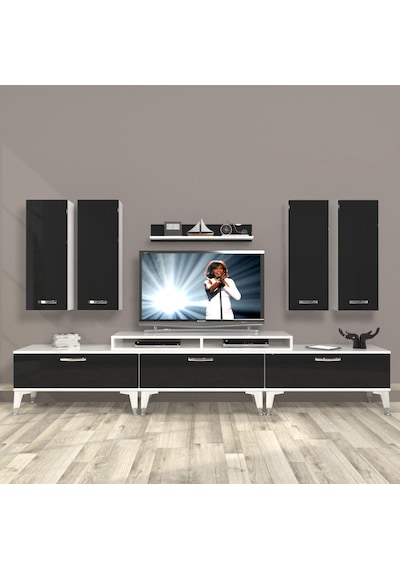 Decoraktiv Ekoflex 8d Slm Silver Tv Ünitesi Tv Sehpası Beyaz - Siyah