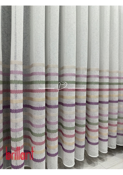 Tül Perde Çocuk Odası Tül Perdesi Colorful Gökkuşağı Desen Çok Renkli