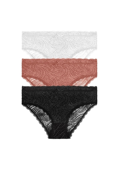 3 Lü Dantelli Yüksek Bel Slip Külot VİZON