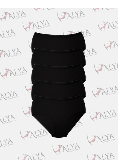 Alya Underwear Kadın Büyük Beden Külot Battal Full Brief, Yüksek Bel 5xl, 6xl, 7xl 5 Farklı Renk 1 Pakette Siyah