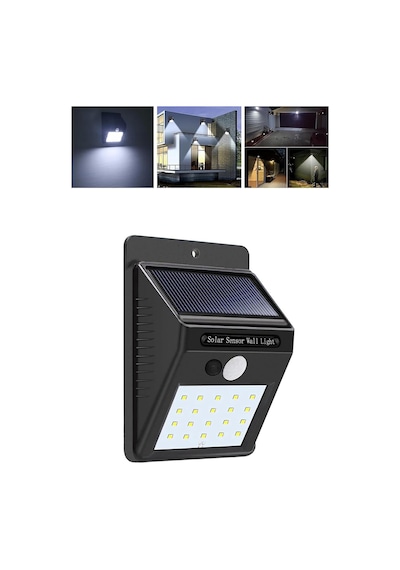 Güneş Enerjili Hareket Sensörlü Duvar Lambası 20 Led