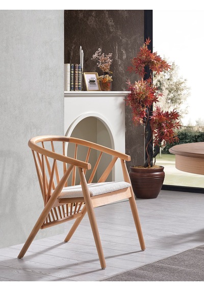 Helsa İskandinav Ahşap Sandalye Natural - Beyaz