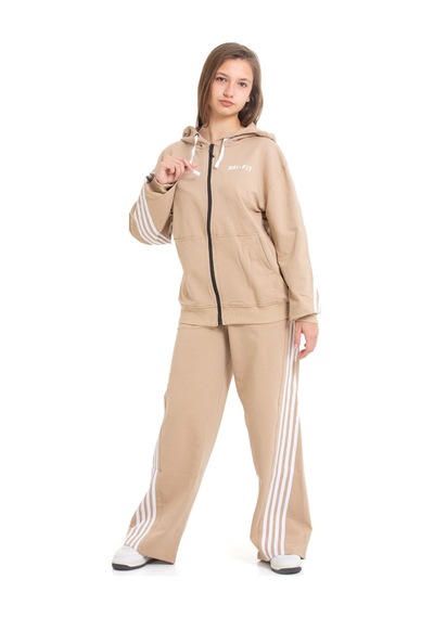 Miniğimin Cicileri Minigimin Cicileri Şeritli Dri Fit Kapşonlu Kız Çocuk 2 Li Eşofman Takımı - Bej Miniğimin Cicileri Minigimin Cicileri Şeritli Dri Fit Kapşonlu Kız Çocuk 2 Li Eşofman Takımı - Bej