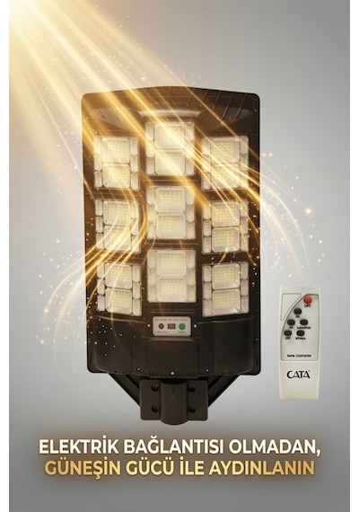 Ct-4644 Süpernova 900w Solar Sokak Armatürü Kumandalı Beyaz Işık