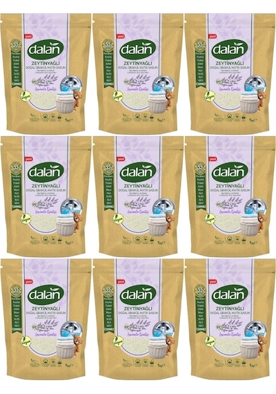 Dalan Lavanta Esintisi Zeytinyağlı Doğal Granül Matik Sabun Tozu 32 Yıkama 9 x 1 KG