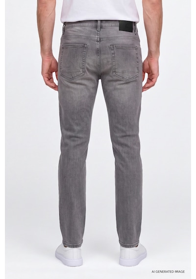 Ac&Co / Altınyıldız Classics Erkek Grı Pamuklu Comfort Fit Rahat Kesim 5 Cepli Esnek Rahat Jean Kot Denim Pantolon Gri