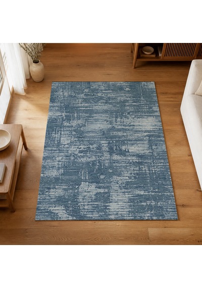 Kartela Halı Riva Halı Kaymaz Taban Makinede Yıkanabilir Halı Mavi - 80 X 120 Cm