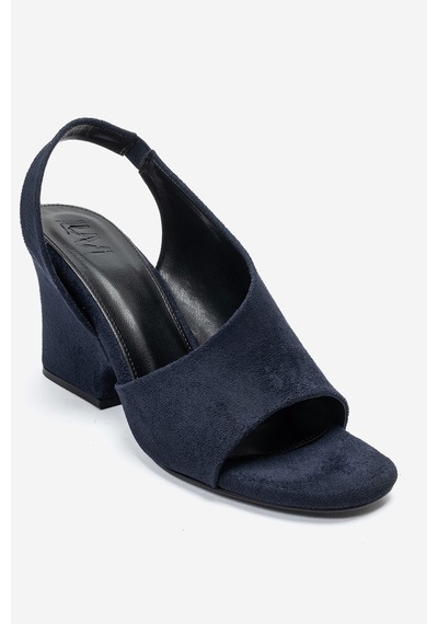 Luvi Shoes Zyra Lacivert Süet Kadın Dolgu Topuklu Ayakkabı