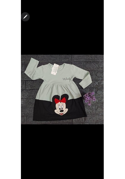 Mickey Kız Çocuk Elbise 3-8 Yaş Siyah