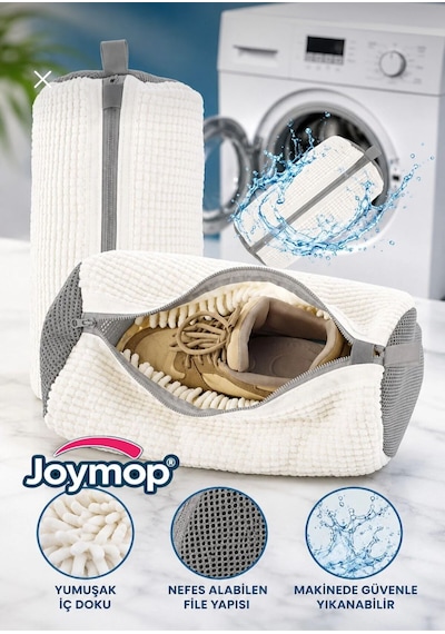 Ayakkabı Yıkama Çantası Özel Kumaş Fermuarlı Mikrofiber Bez - Beyaz Renk