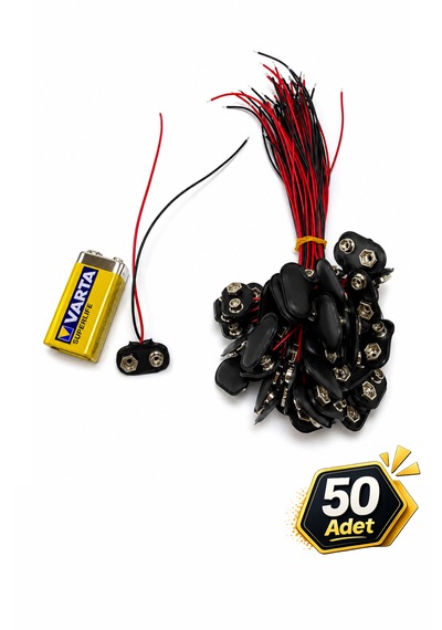 Pil Soketi 9v Pil Başlığı Bağlantı Kablosu Jack Battery Connector 50 Adet