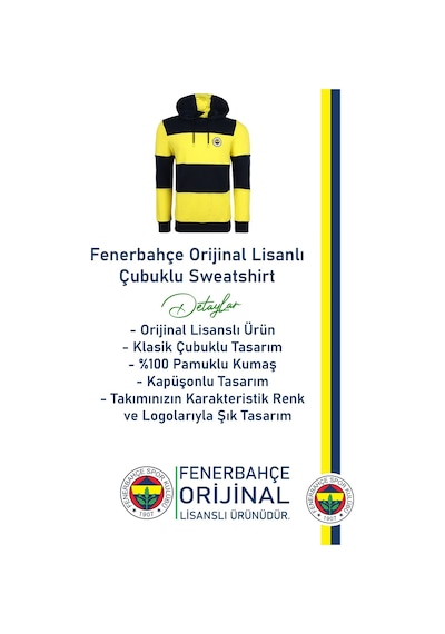 Fenerium Fenerbahçe Sarı Lacivert Kapüşonlu Sweat Kutulu 059 Sarı - Lacivert