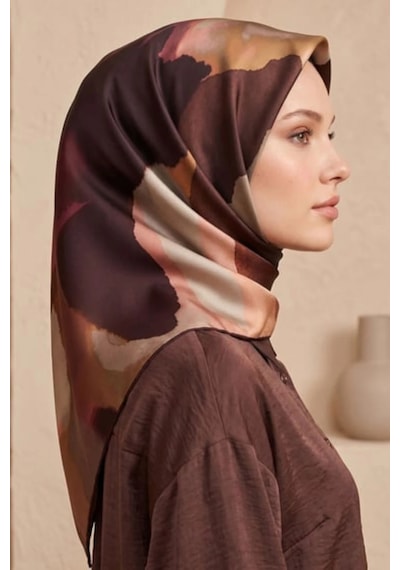 Aker Sura İpek Desenli Eşarp 9072701 342-taba-bej-bordo 342-taba-bej-bordo