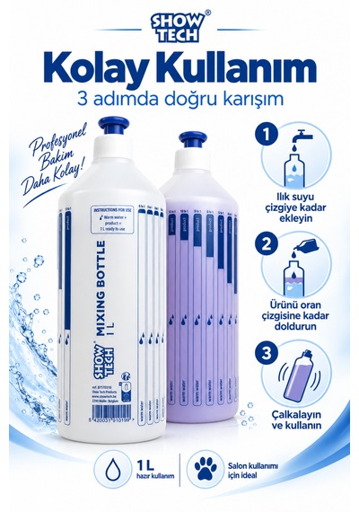 Showtech Konsantre Şampuan Seyreltme Şişesi 1 Lt - Ölçekli