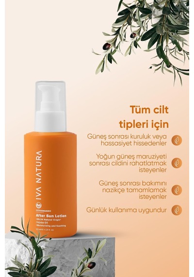 İva Natura Organik Güneş Sonrası Bakım Kremi Aloe Vera &amp Bitkisel Yağ Kompleksi Yatıştırıcı Nem Bakı