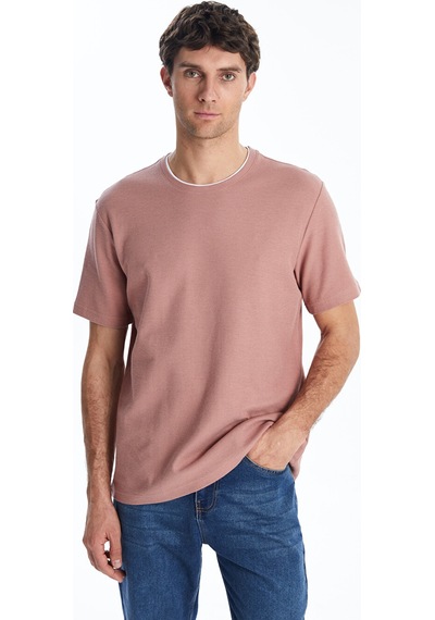 Lcwaıkıkı Classic Pembe Bisiklet Yaka Kısa Kollu Erkek Tişört
