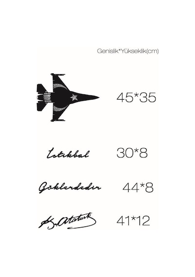 Solo Türk F16 Uçak Tablo + Istikbal Göklerdedir + Atatürk Imza