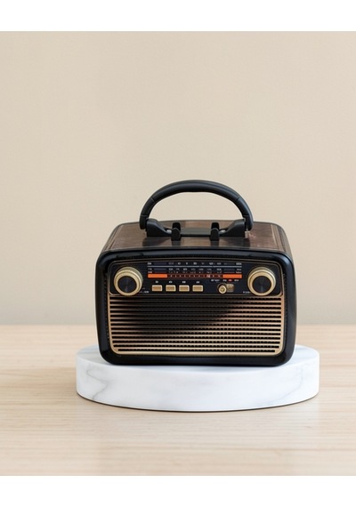 Ahşap Nostaljik Müzik Kutusu Bluetooth Bağlantılı Radyo Led'li