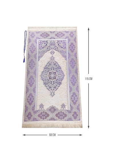 Lüks Açık Renk Osmanlı Şönil Seccade Tesbih Hediyeli Lila